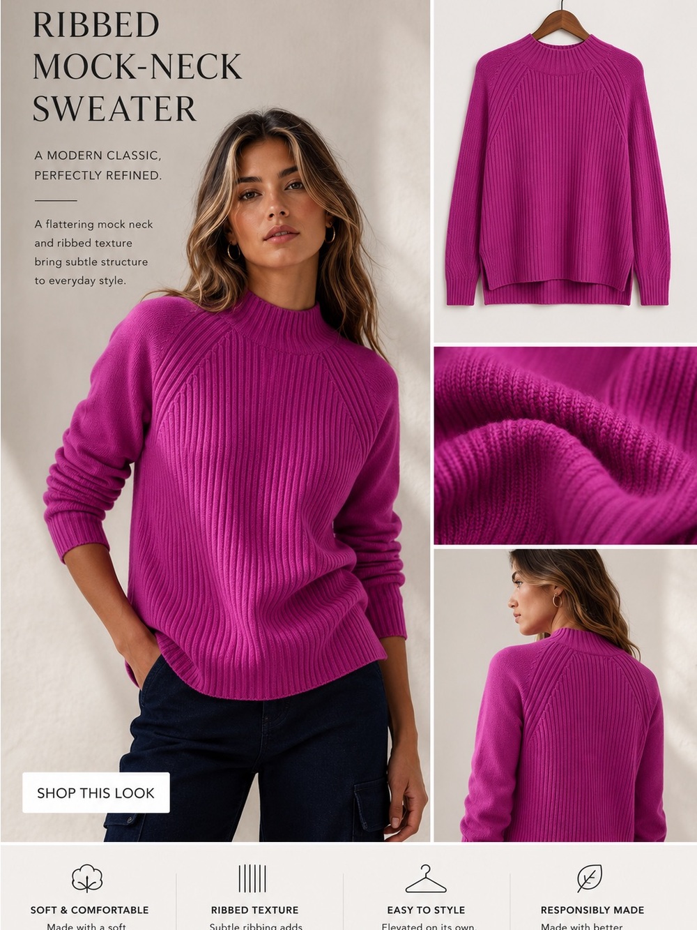 NWT Banana Republic Ribbed Mock neck Sweater